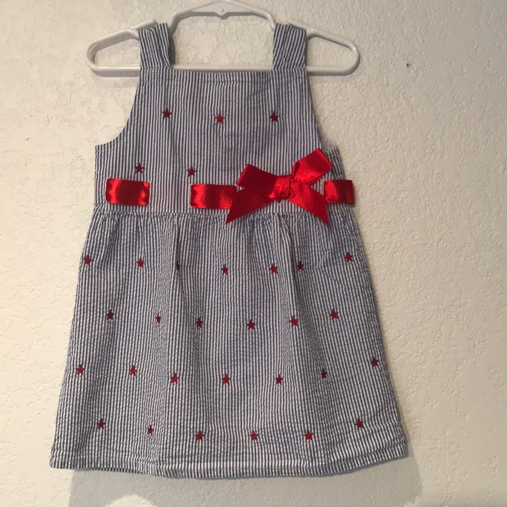 Blue seersucker dress red stars ⭐️ 4th of July